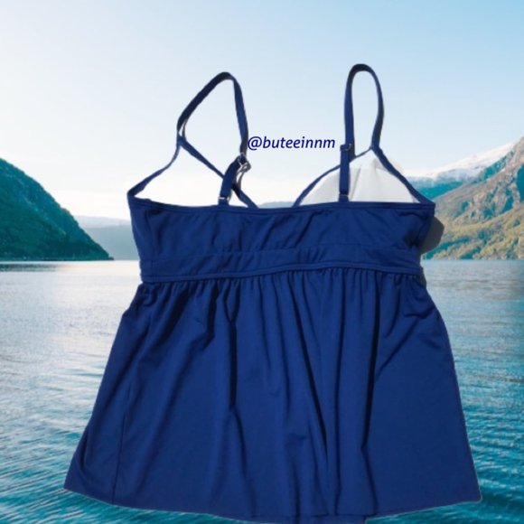 SOLD LOFT Beach Wrap Tankini Top Blue Swim Top L - Picture 4 of 8